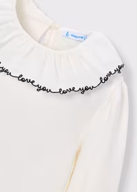 blusa con colletto volant - 3