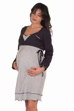 Camicia da notte per gravidanza e allattamento manica lunga