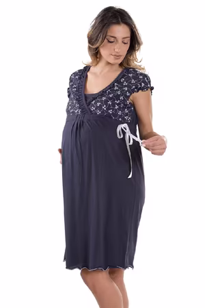 Camicia da notte pre-post parto mezza manica con taglio incrociato