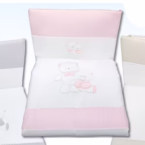 Piumotto Lettino Estraibile + Paracolpi e Federa ROSA