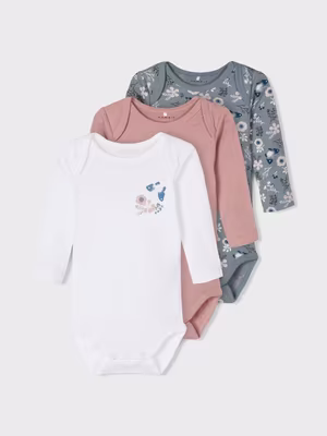 3x Body in Cotone Organico Manica Lunga