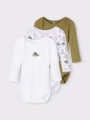 3x Body in Cotone Organico Manica Lunga