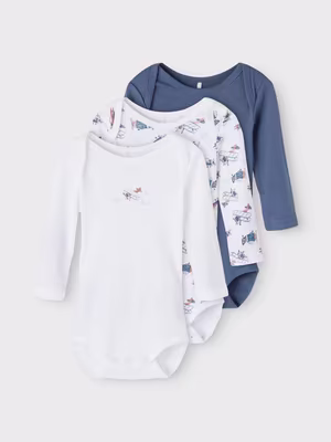 3x Body in Cotone Organico Manica Lunga