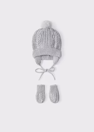 Completo cappello e manopole neonato