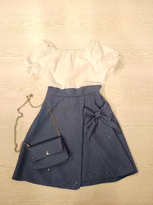 vestito con borsetta strass