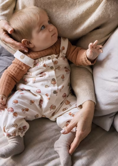 salopette bimba funghi