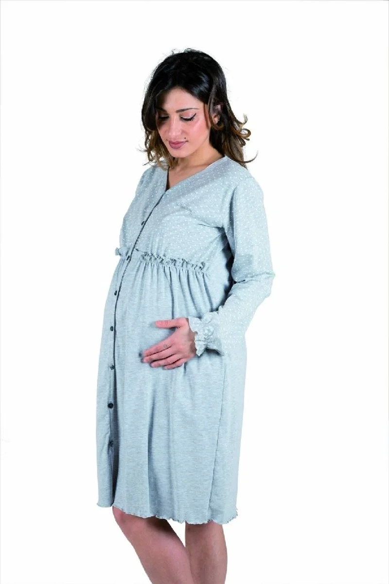 Camicia da notte clinica aperta davanti manica lunga - Premaman