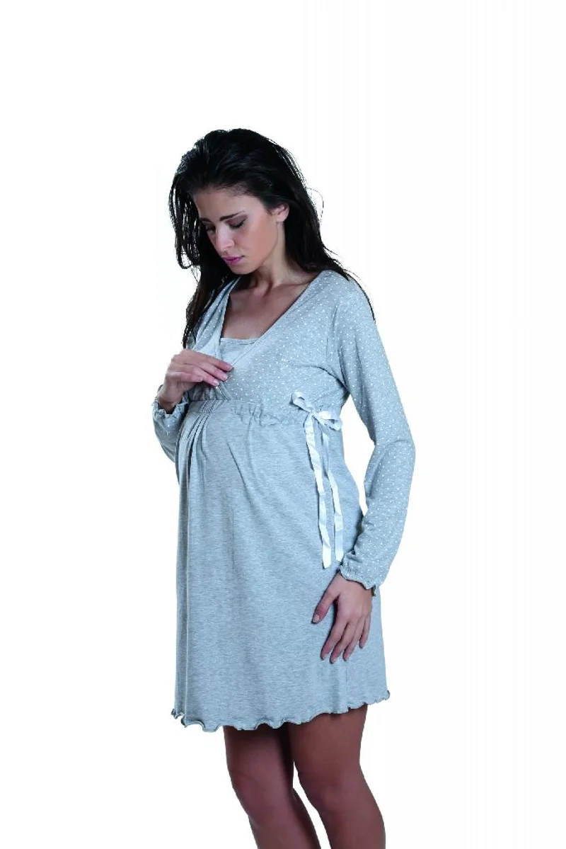 Camicia da notte per gravidanza e allattamento manica lunga