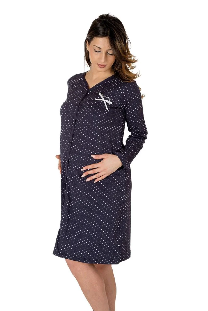 Camicia da notte clinica aperta davanti manica lunga