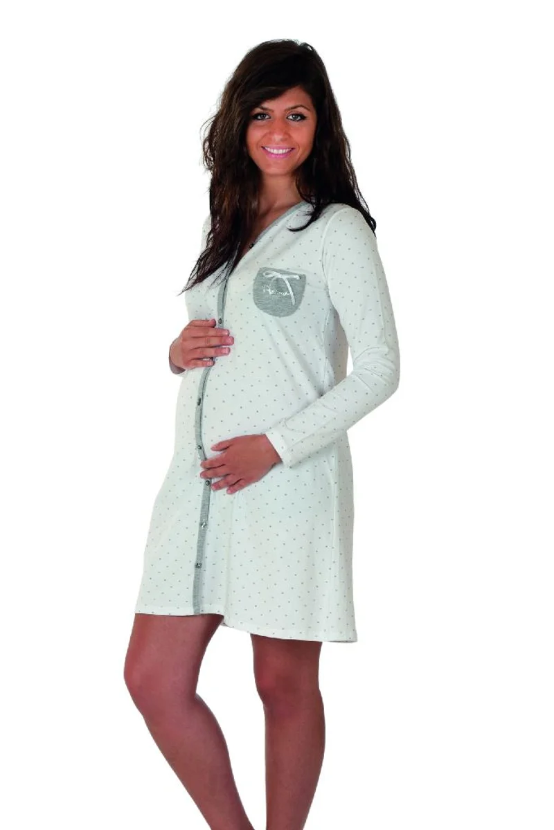 Camicia da notte clinica aperta davanti manica lunga