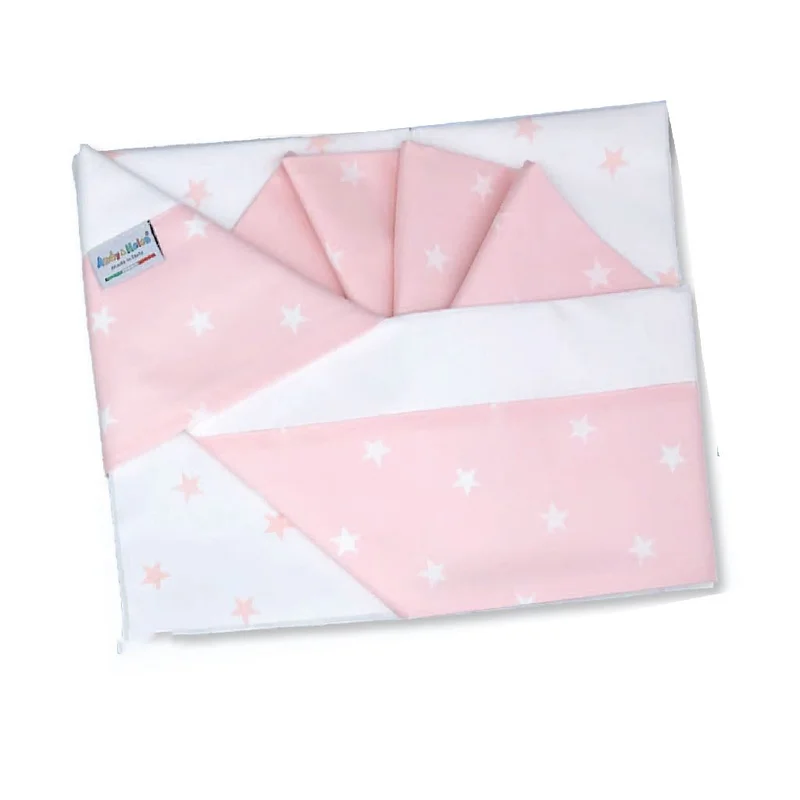 Set Lenzuola da Carrozzina (sotto, sopra e federa) ROSA