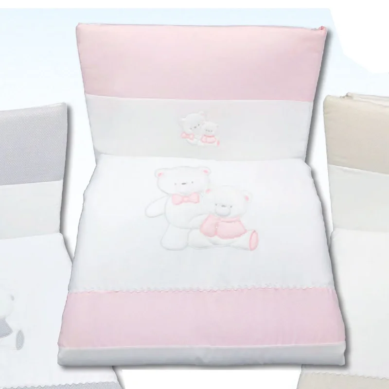 Piumotto Lettino Estraibile + Paracolpi e Federa ROSA