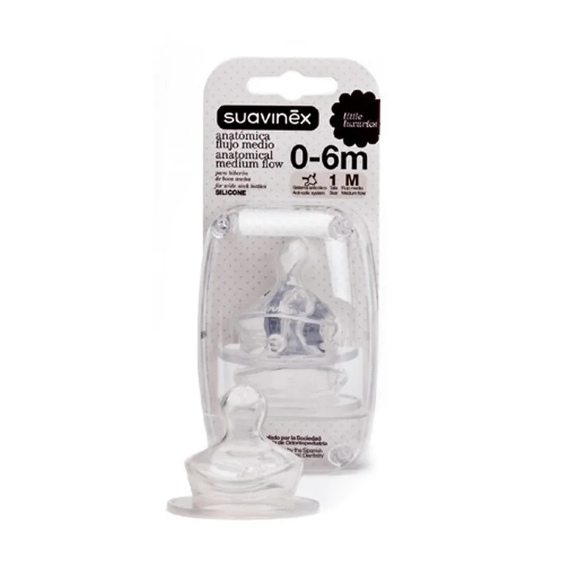 2x Tettarelle Suavinex Silicone Flusso Medio 0-6m