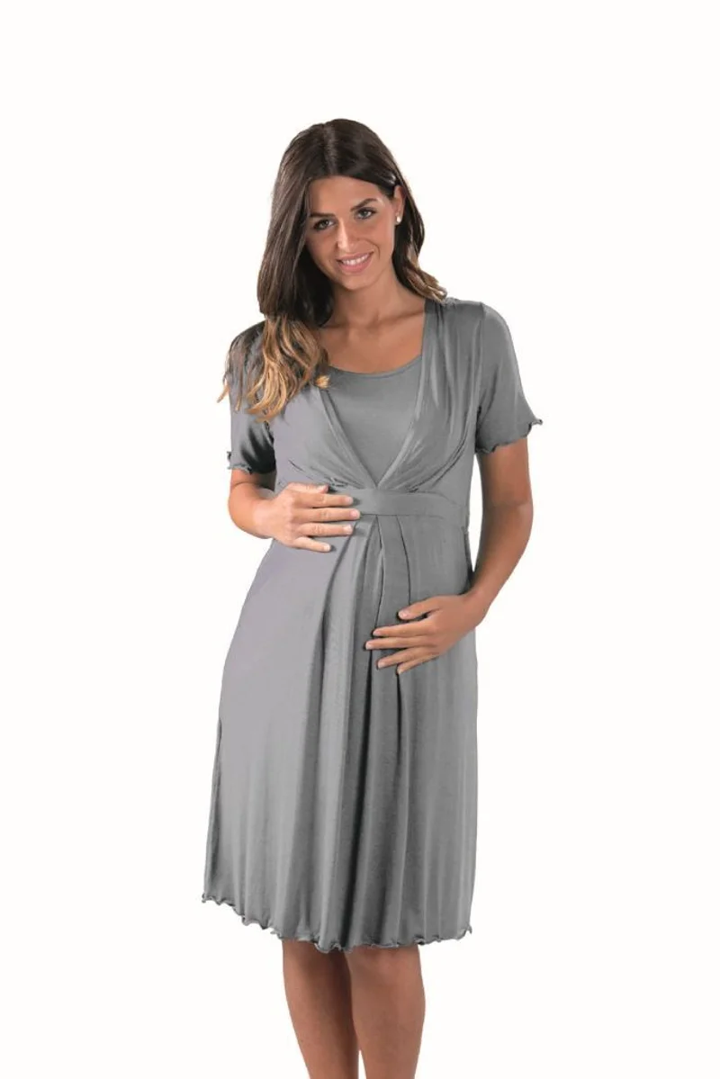 Camicia da notte per gravidanza e allattamento mezza manica