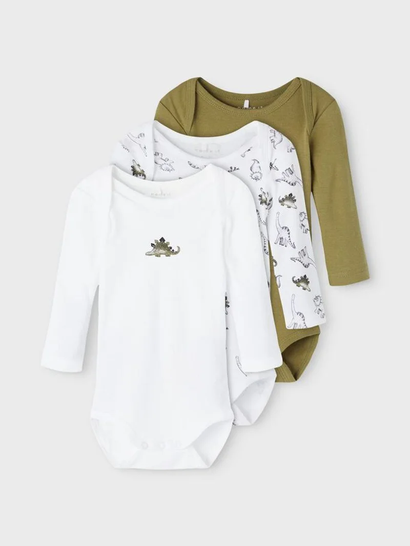 3x Body in Cotone Organico Manica Lunga