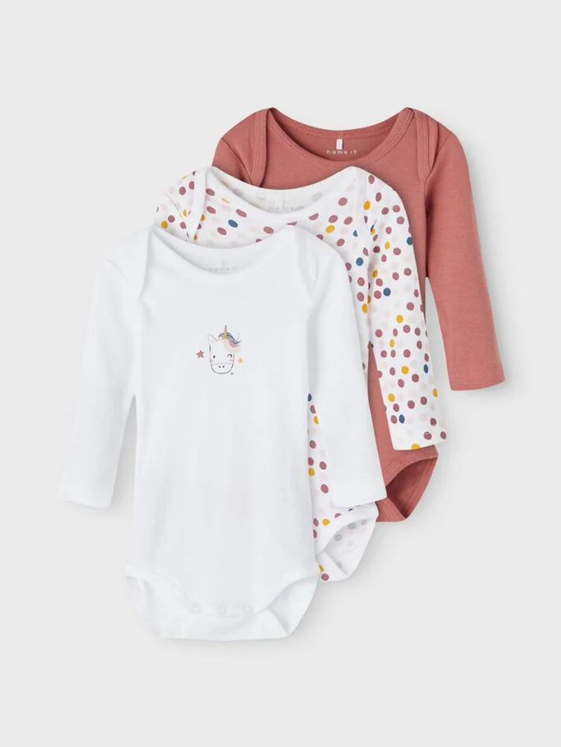 3x Body in Cotone Organico Manica Lunga