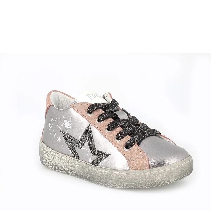 Sneakers Argento Lacci + Zip