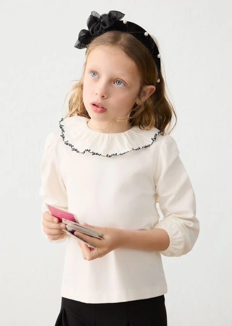 blusa con colletto volant blusa con colletto volant